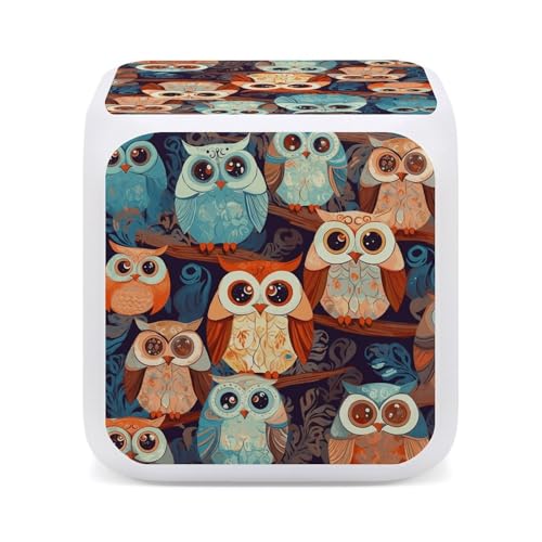 Reloj de búho para regalo infantil con luces decorativas y alarma con termómetro digital 5