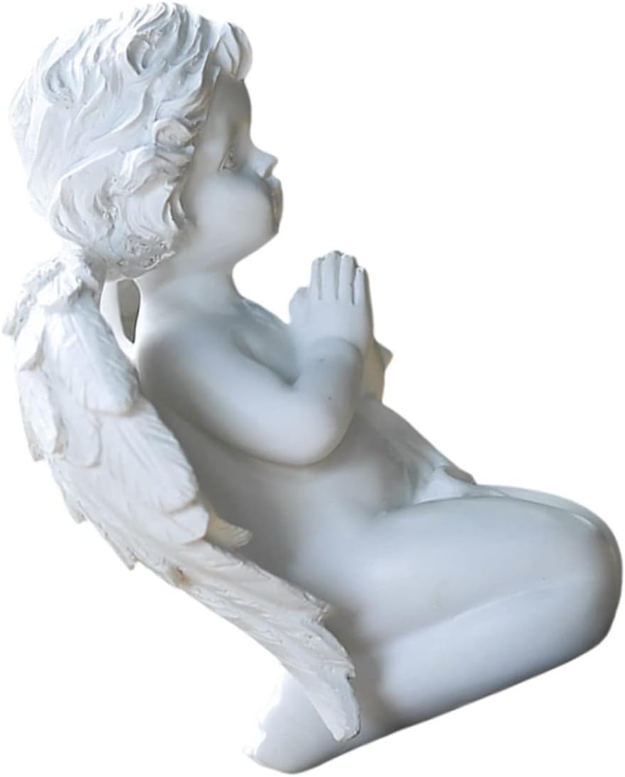 ORFOFE Xmas Lovely Resin Angel Statue Ornament for Desktop Home Decor