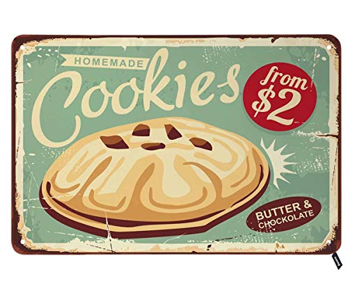 Swono Homemade Cookies Tin Signs,Butter Cookie Food Bakery Biscuit on Old Background Vintage Metal Tin Sign for Men Women,Wall Decor for Bars,Restaurants,Cafes Pubs,12x8 Inch