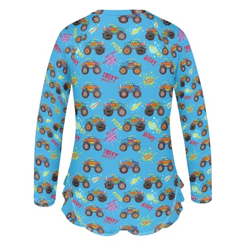 Truck Girls Long Sleeve Rashguard Swimsuit UV Protection One-Piece Swimwear Bathing Suit B04046213