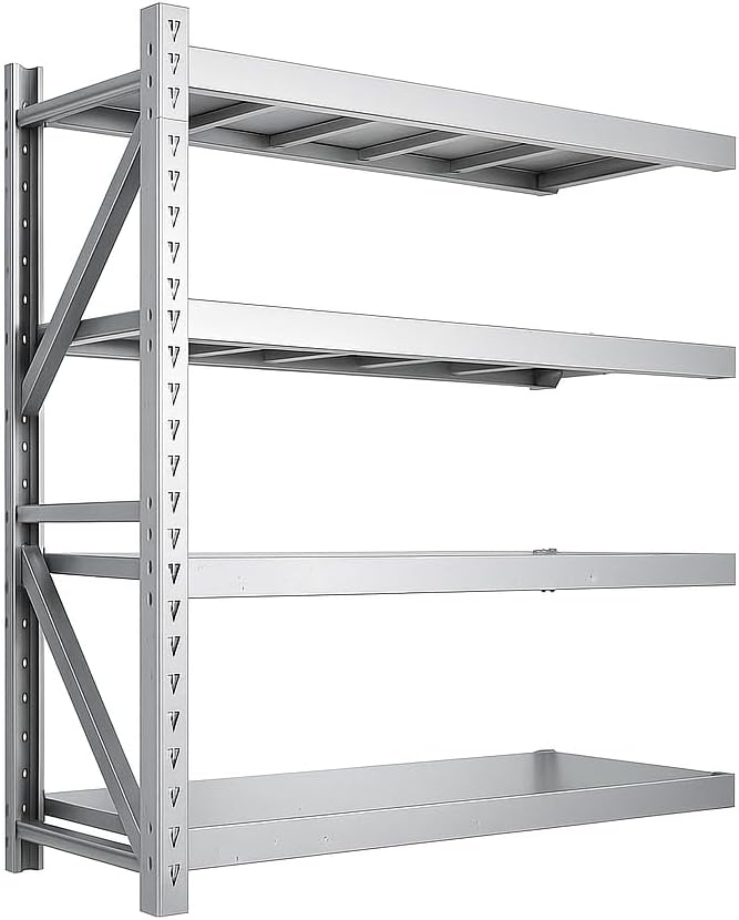 Commercial Grade Steel Shelf System, Four-Layer Organizer for Archive Boxes and Library Records