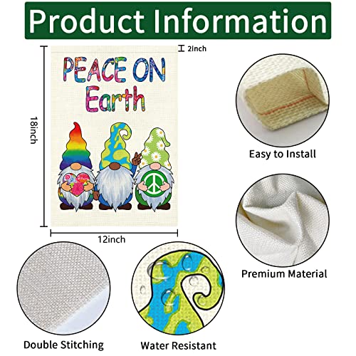 Heyfibro Gnomes Peace Garden Flag Peace On Earth Garden Flags 12X18 Inch Double Sided Burlap Messenger Of Peace Flags For Holiday Spring Seasonal Outdoor Decoration(Only Flag) #TOP3