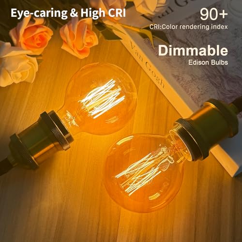 YUNRRD Vintage Edison Light Bulbs,E27 Dimmable Screw Edison Bulbs,40w Incandescent Light Bulb,Retro Filament Lamp Warm White Bulb G80 220V,Pack of 2 - Image 5
