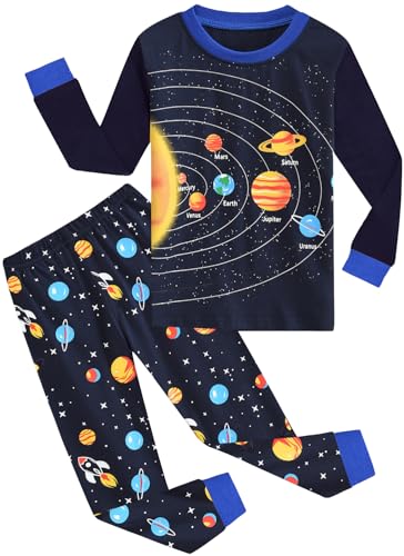Little Hand Toddler Boys Planet Solar System Pyjamas Sets Kids Long Sleeve Pjs Cotton Sleepwear Nightwear Boys Clothes Age 4-5 Years