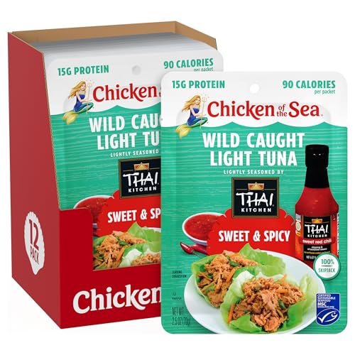 Chicken of the Sea Wild Caught Light Tuna, 2.5 oz. Packets (Box of 12), Sweet & Spicy Seasoning