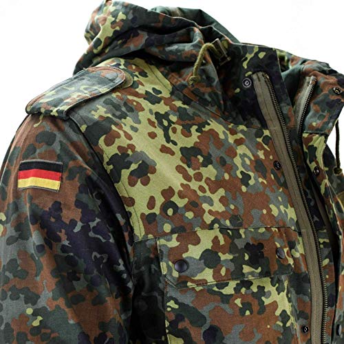 Image of Original German Army Field Jacket Military Issue Hooded Parka Flecktarn camouflage Combat