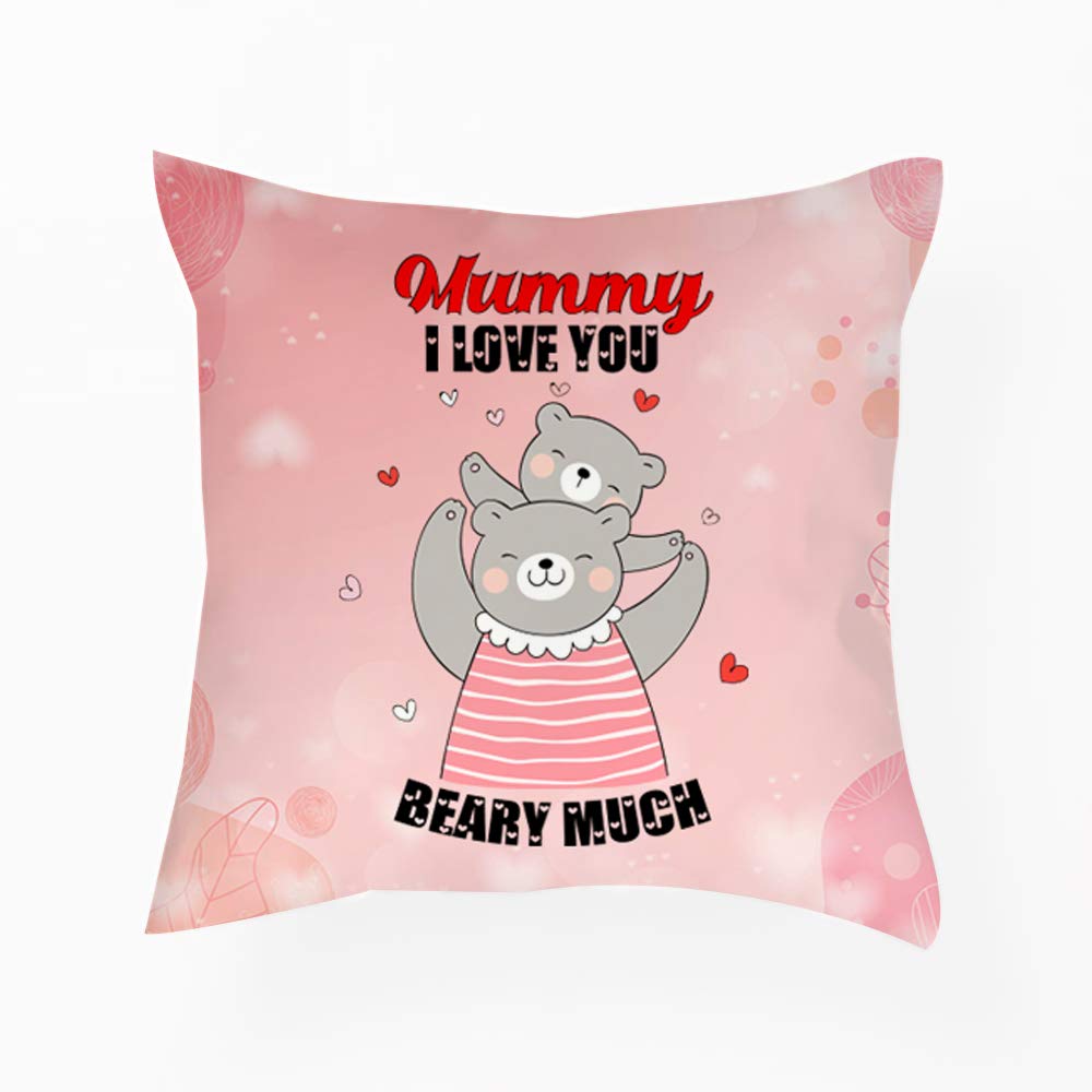 Getagift Mummy I Love You Beary Much Home/Bedroom Décor Satin Throw Pillow/Cushion Emotional Gift for Mothers Day, Mummy, Mum, Nanny, Mother-in-Law, Auntie. (Satin Cushion Cover With Insert)