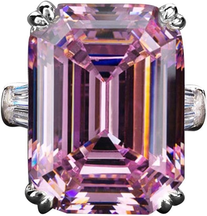 Fashion Zircon Ring 925 Sterling Silver CZ Ring Princess Cut Square Simulated Diamond Ring Engagement Wedding Ring Promise Ring for Women ST.245