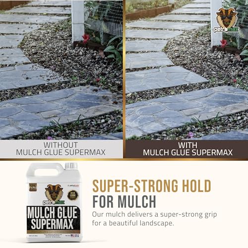 PetraTools SuperMax Mulch Glue - Rock Glue, Gravel Glue, Gravel Stabilizer and Mulch Glue Binder, Rock Glue for Landscape Maintenance and Landscape Adhesive Max Mulch Glue Spray - 1 G