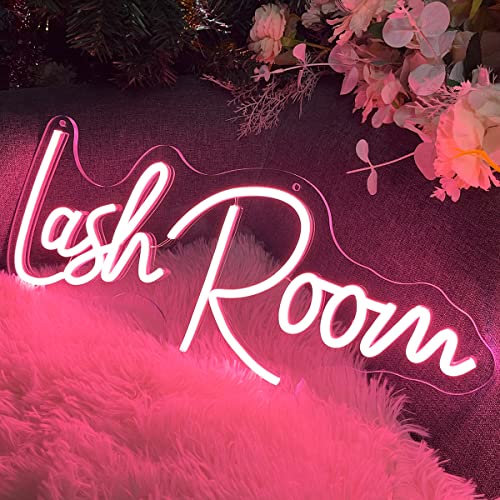 Image of Lash Room Neon Sign For Spa Beauty Room Nail Brows Lashed Salon Studio LED Wall Art Decor For Business Stores Logo Barber Shops Led Word Indoor Custom Neon Lights 5V USB Powered Peach Pink 40x14.55cm