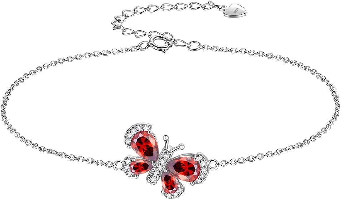 Women 12 Birthstone Butterfly Jewelry 925 Sterling Silver Animal Crystal Minimalist Necklaces/Earrings/Rings/Bracelets Jewellery