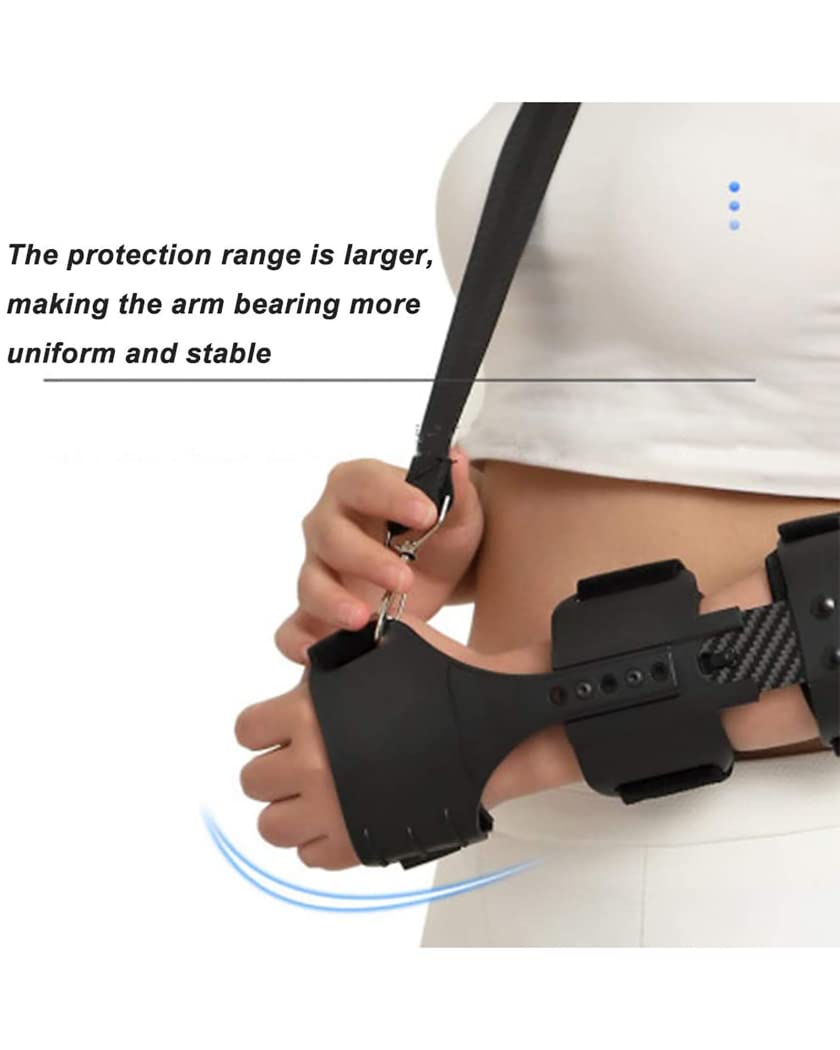 Ortesis de codo ajustable, codera con bisagras, soporte de codo de fibra de carbono, fijador de férula, recuperación de lesiones postoperatorias, cabestrillo para brazo de codo, derecho (tal