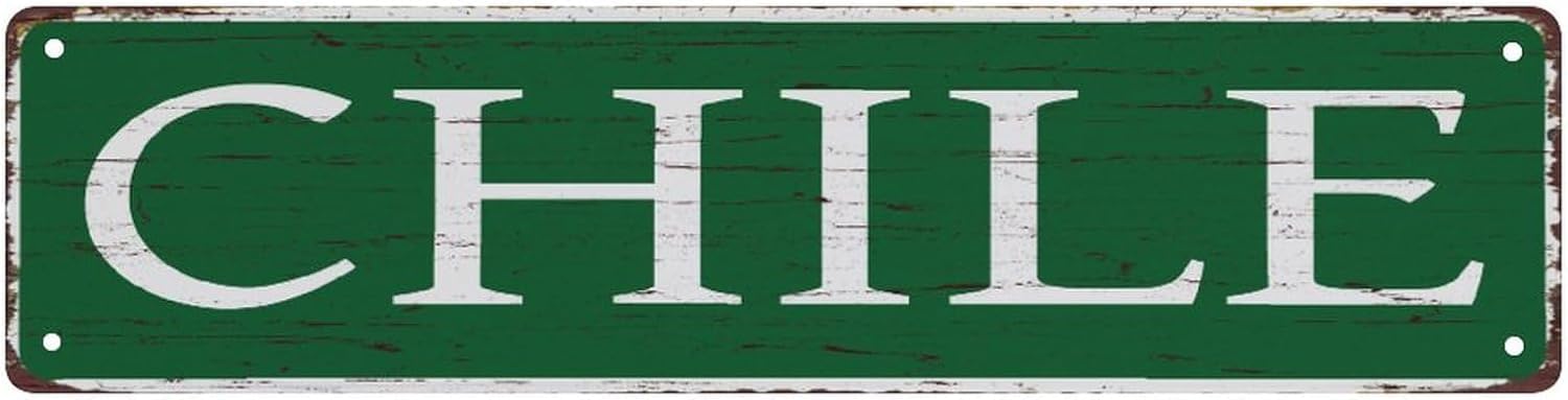 peiyeety Vintage Metal Tin Sign Chile Vintage Sign, Retro Wall Decor for Home, Bar, Garage, Cafe, Man Cave, Travel Room, Hometown Decor, Rustic Wall Art for Indoor and Outdoor Decoration, 4x16 Inch