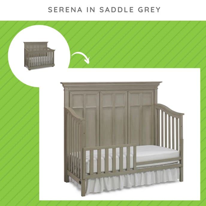 Image of Toddler Bed Safety Guard Rail for Dolce Babi Convertible Cribs - Solid Wood Rail for Convertible Crib to Toddler Bed Conversion - Safety Bed Rail for Children (Saddle Grey)