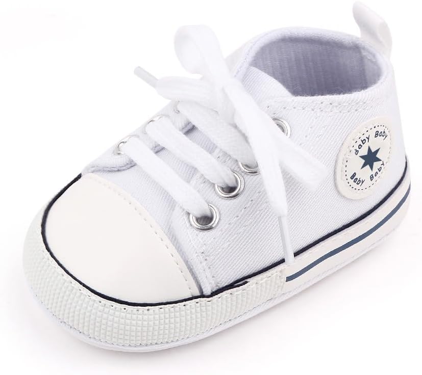 Unisex Baby Girls Boys Canvas High-top Shoes, Newborn Infant Anti-Slip Soft Sole Frist Walking Breathable Sneakers - Image 6