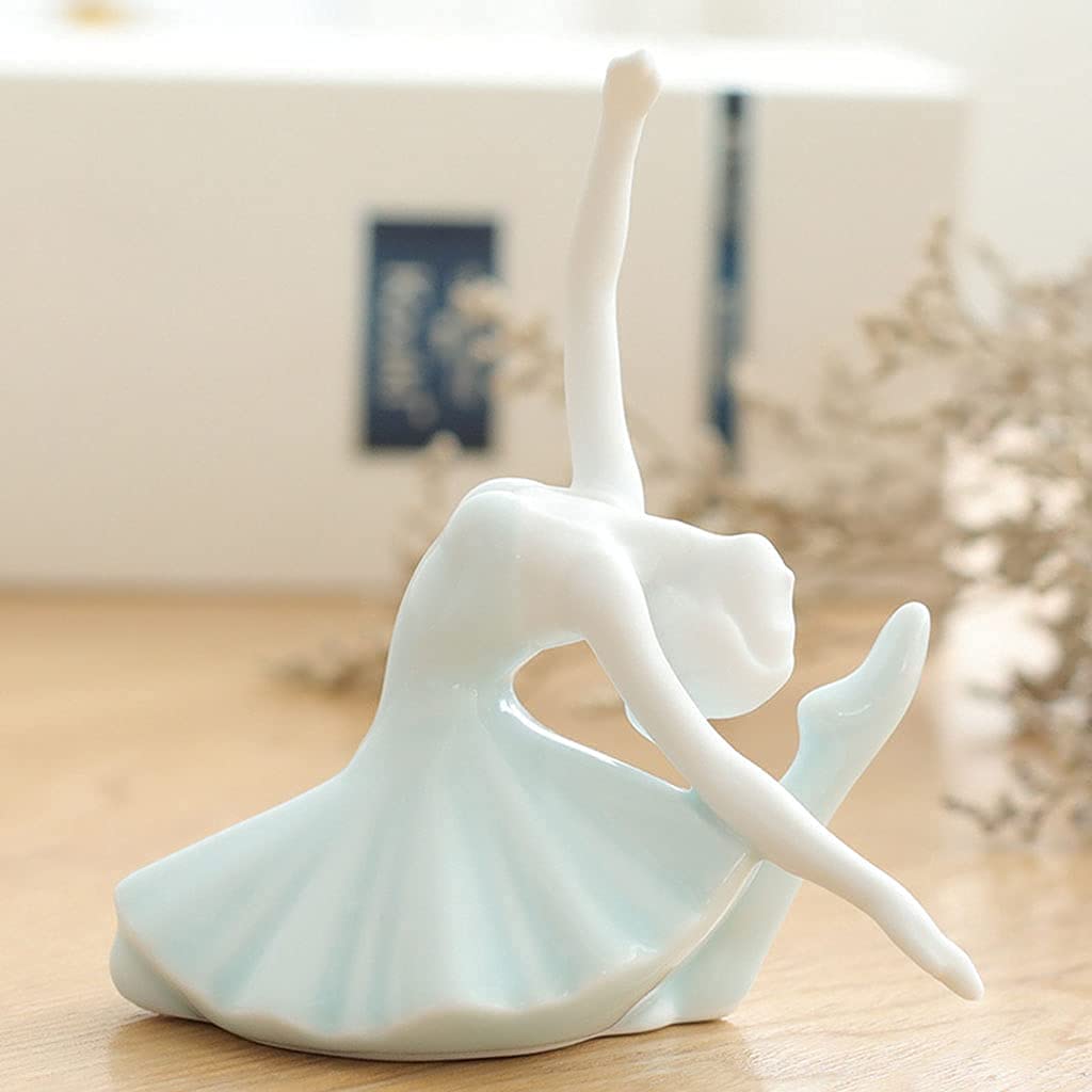 View 1 of [DAMAGED; MISSING LEG] Yoga Pose Figurines Lady Statue Yoga Dancing Statue Ceramic Craft Sculpture for Home Desktop Decoration - Style C