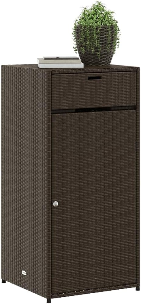 Garden Storage Cabinet Brown - Waterproof Patio Furniture, Outdoor Cabinet for Backyard, Weatherproof Container, Extra Storage Box & Table for Lawn
