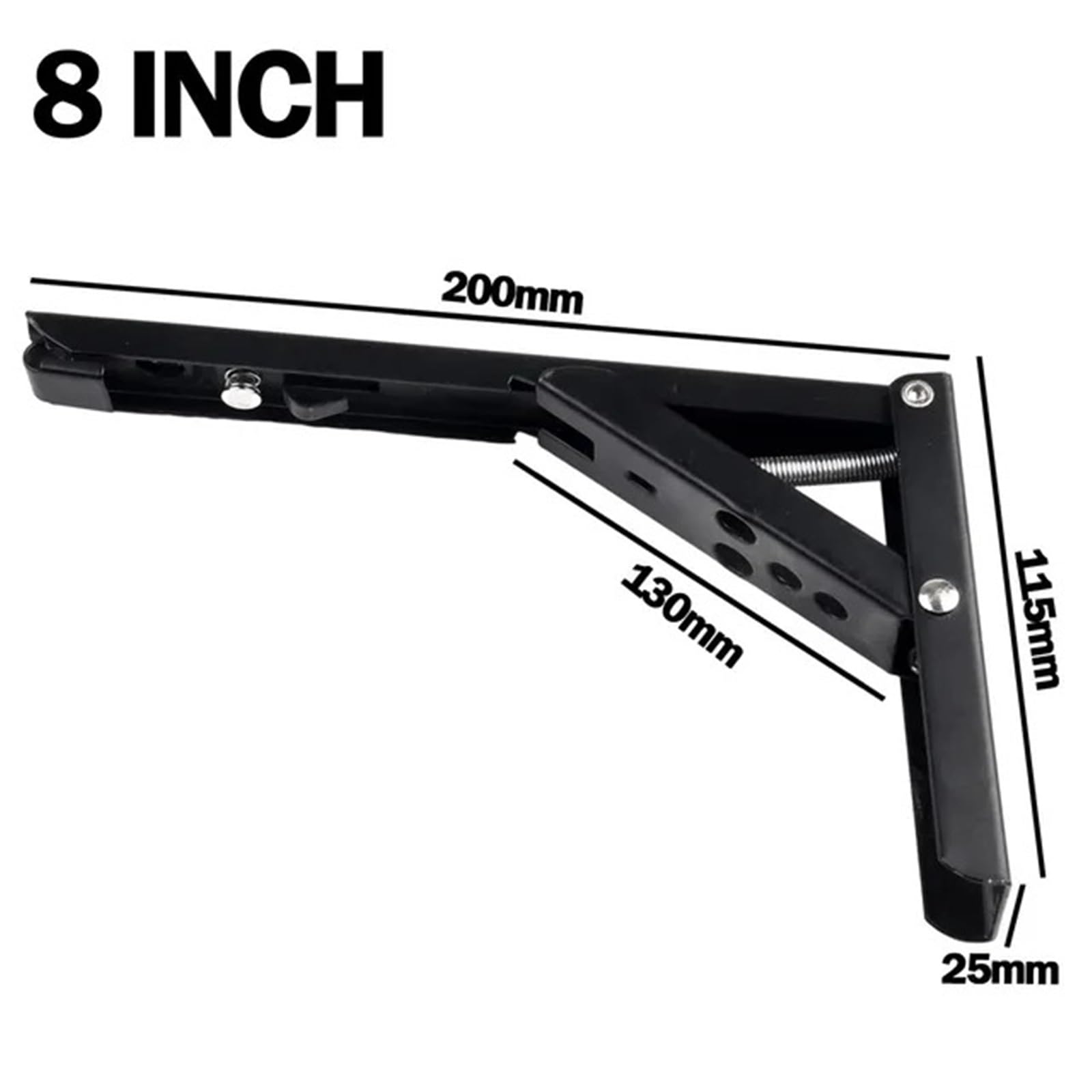 Soporte de ángulo plegado triangular ajustable for montar en la pared, soporte estante for mesa banco, Hardware pesado for muebles, 2 uds Para Montaje(8inch)