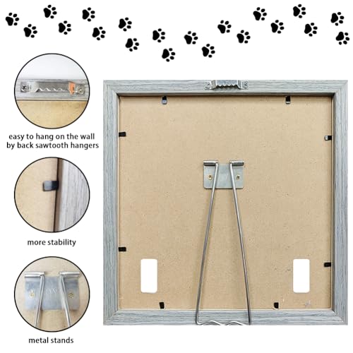 FINGERINSPIRE Pet Memorial Picture Frame 23x23cm You Left Paw Prints on Our Hearts Forever Pet Picture Frames with Photo Clip & Collar Holder Wood Memorial Gifts Frame for Dogs Cat Pets that Passed - Image 3