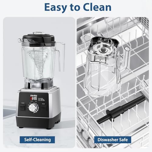 Aeitto Blenders for Kitchen 1800W Professional Countertop Blender, 68Oz Large Capacity Smoothie Blender with 3 Programs & 7 Speeds for Smoothies, Ice Crush, Frozen Drinks, Black - 4