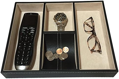 Norwood Social Catchall Tray - Faux Leather Valet Tray for Men and Women - Nightstand and Dresser Organizer