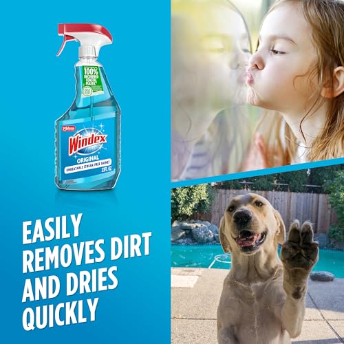windex glass and window cleaner spray bottle bottle made from 100 recycled plastic surface cleaning spray original blue scent 23 fl oz pack of 6