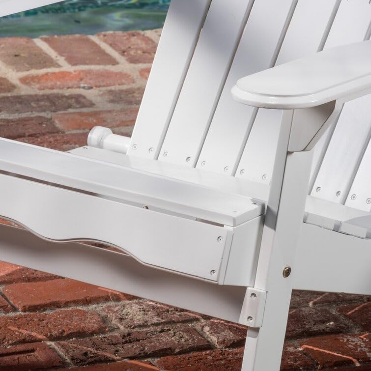 Multi-Color Outdoor self-Folding Wooden Chair, 34.25'' H X 30.25'' W X 35.75'' D. (White)