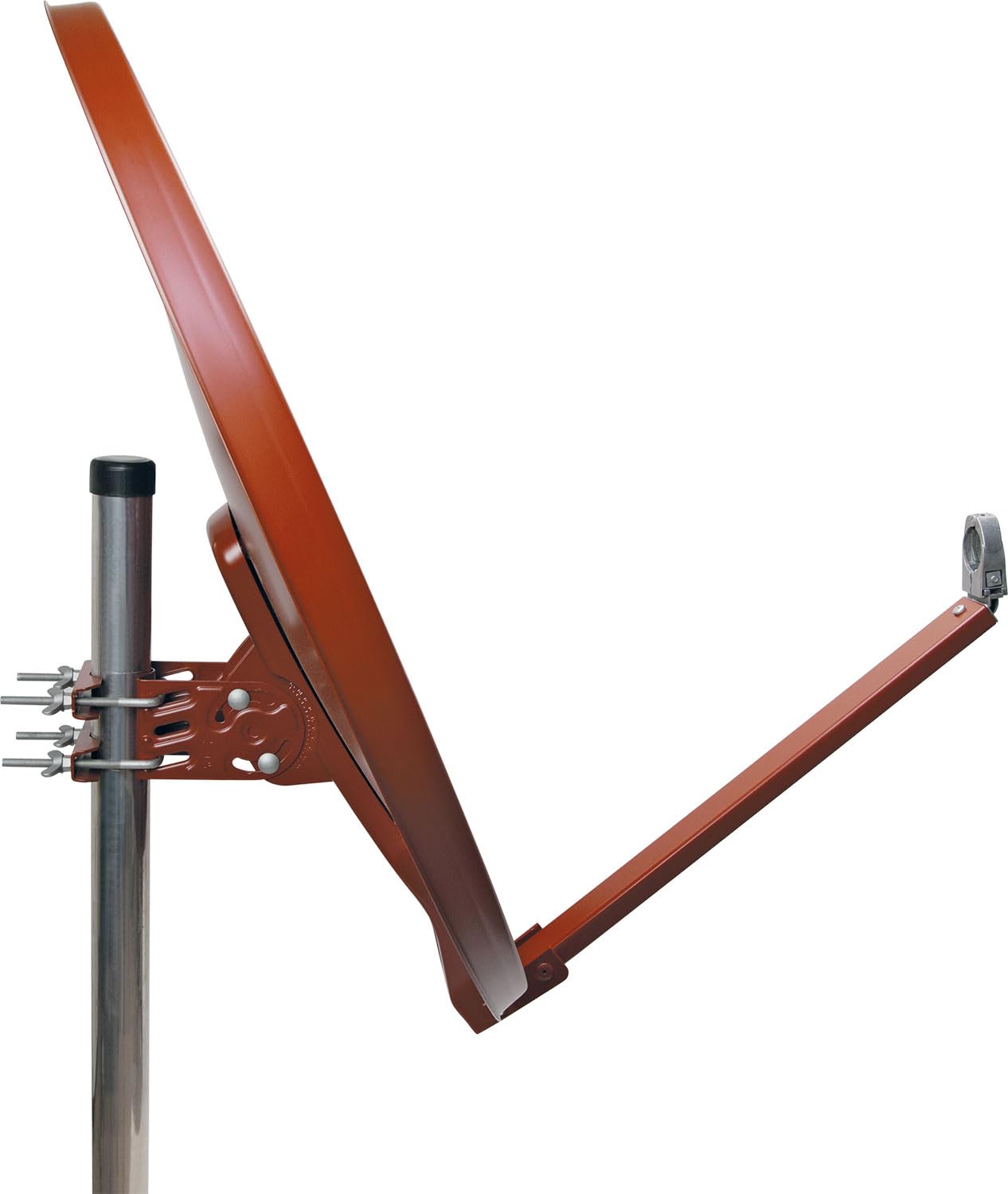 SCHWAIGER 265 Antenna satellitare 88cm Antenna SAT in alluminio Impianto satellitare Offset Antenna LNB Braccio di supporto Montaggio su palo Specchio satellitare Rosso mattone