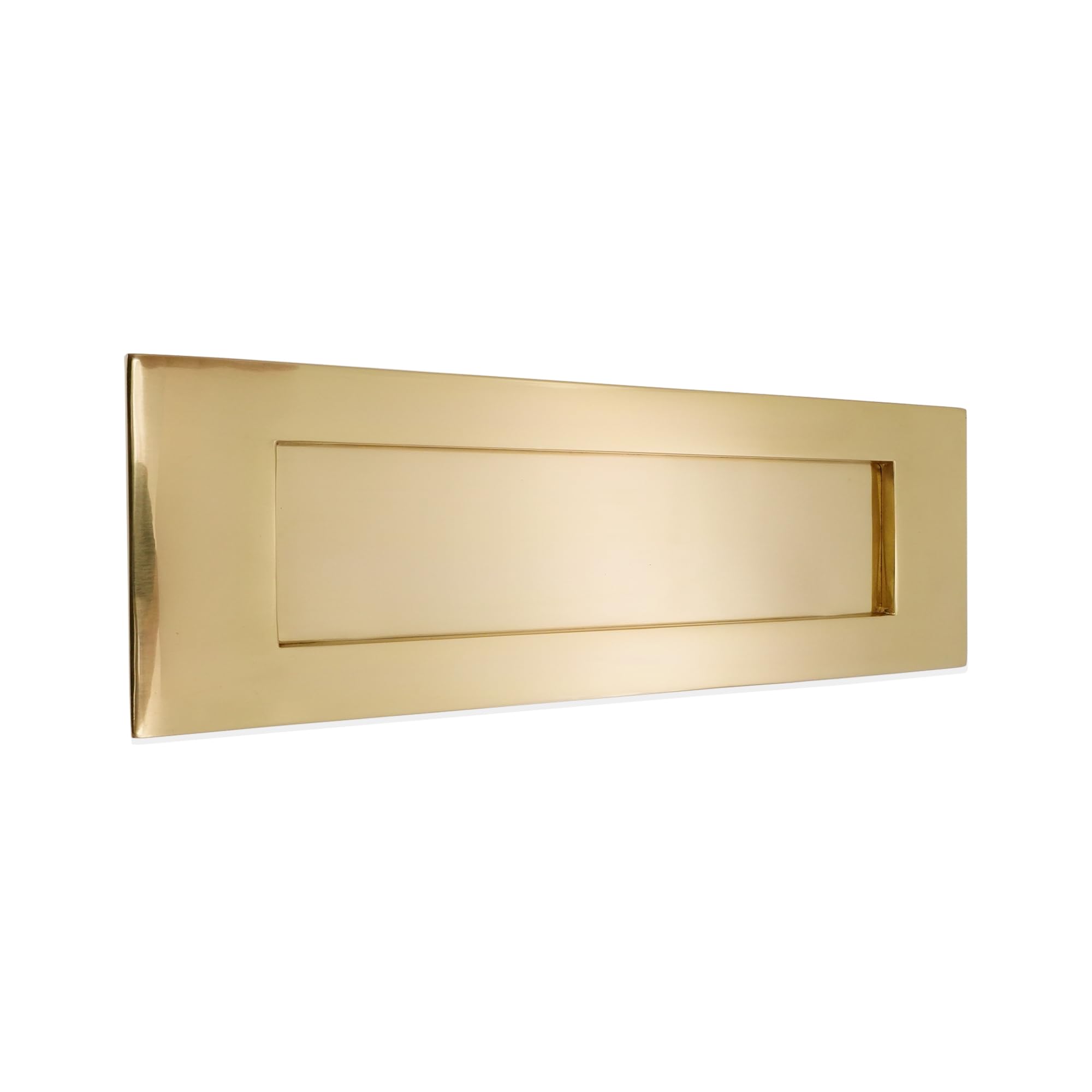 Infinity Decor Polished Brass Victorian Style 12” 300mm Solid Brass Sprung Letter Box Postal Plate for Interior and Exterior Doors