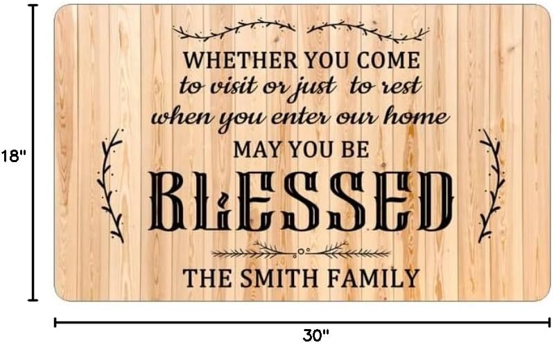 Welcome Doormat, Whether You Come May You be Blessed Personalized Custom Family Name Doormat Decoe Housewarming Gfit Doormat Rug for Front Back Door, Indoor Outdoor Entrance, New Home Gift 18x30"
