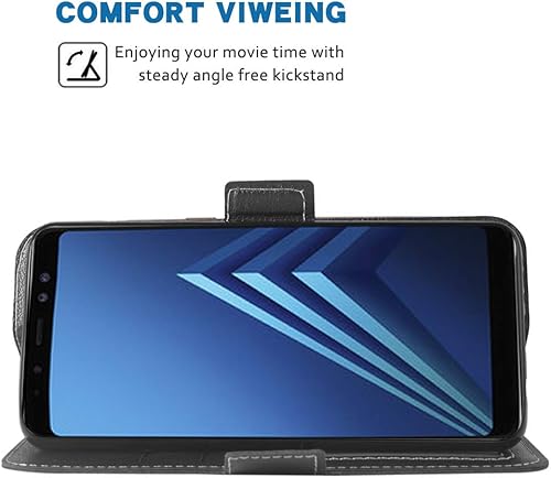 Miniatura 5 de Funda para teléfono Samsung Galaxy A8 Folio Flip Wallet Case, piel sintética, ranuras para tarjetas de crédito, resistente, protección de cuerpo