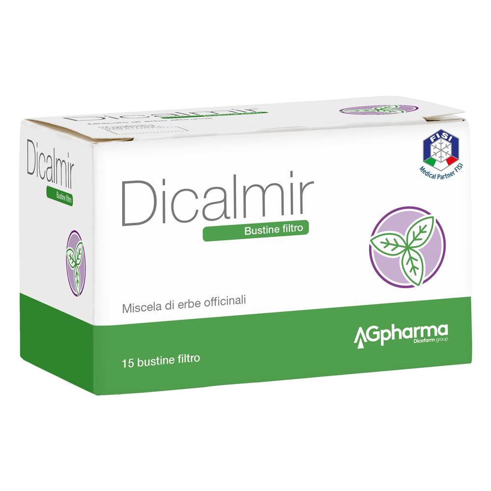 AGpharma Dicalmir Tisana 15 Bustine Filtro - Preparato per Infuso a base di Erbe Officinali, dal Sapore Gradevole. Contiene Camomilla, Finocchio, L…