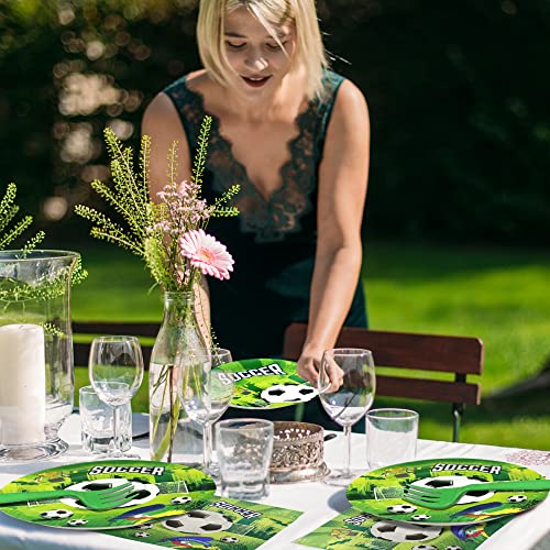 100Pcs Football Party Supplies Football Season Party Decoration For Xmas Christmas Birthday Party Retirement Tableware Set Paper Plates, 25 Guests #TOP2