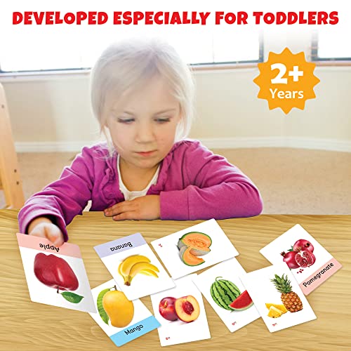 Image of Big Flash Cards for Kids: Fruits | 32 Double-Sided Picture Cards, Durable & Water Resistant | Early Learning & Development Toy for Preschoolers & Toddlers 2-6 Years | Can Be Wiped Clean