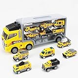 Kasvot Camion Juguete de Vehículos, 7 en 1 Carritos para Niños con 6 Mini Coches, Portátil Vehículos para Niños,...