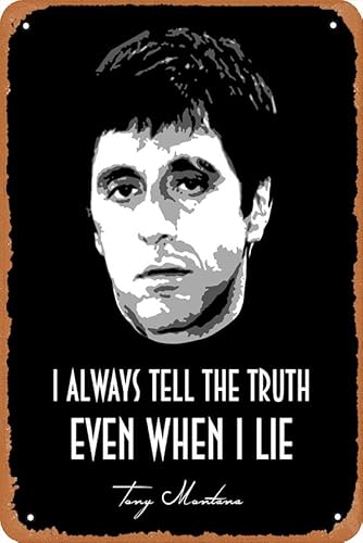 Oedrtqi Tony Montana Art Board Print Metal Tin Signs Home Bar Man Cave Vintage Wall Decor Funny Gifts 12 X 8 Inches