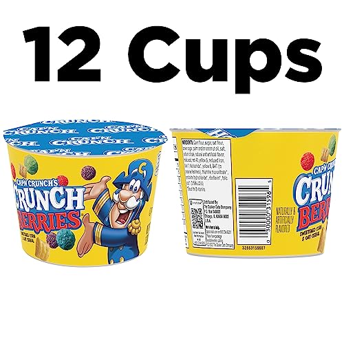 Cap'n Crunch Breakfast Cereal, Crunchberries, 1.30 oz Individual Cups (12 Pack)