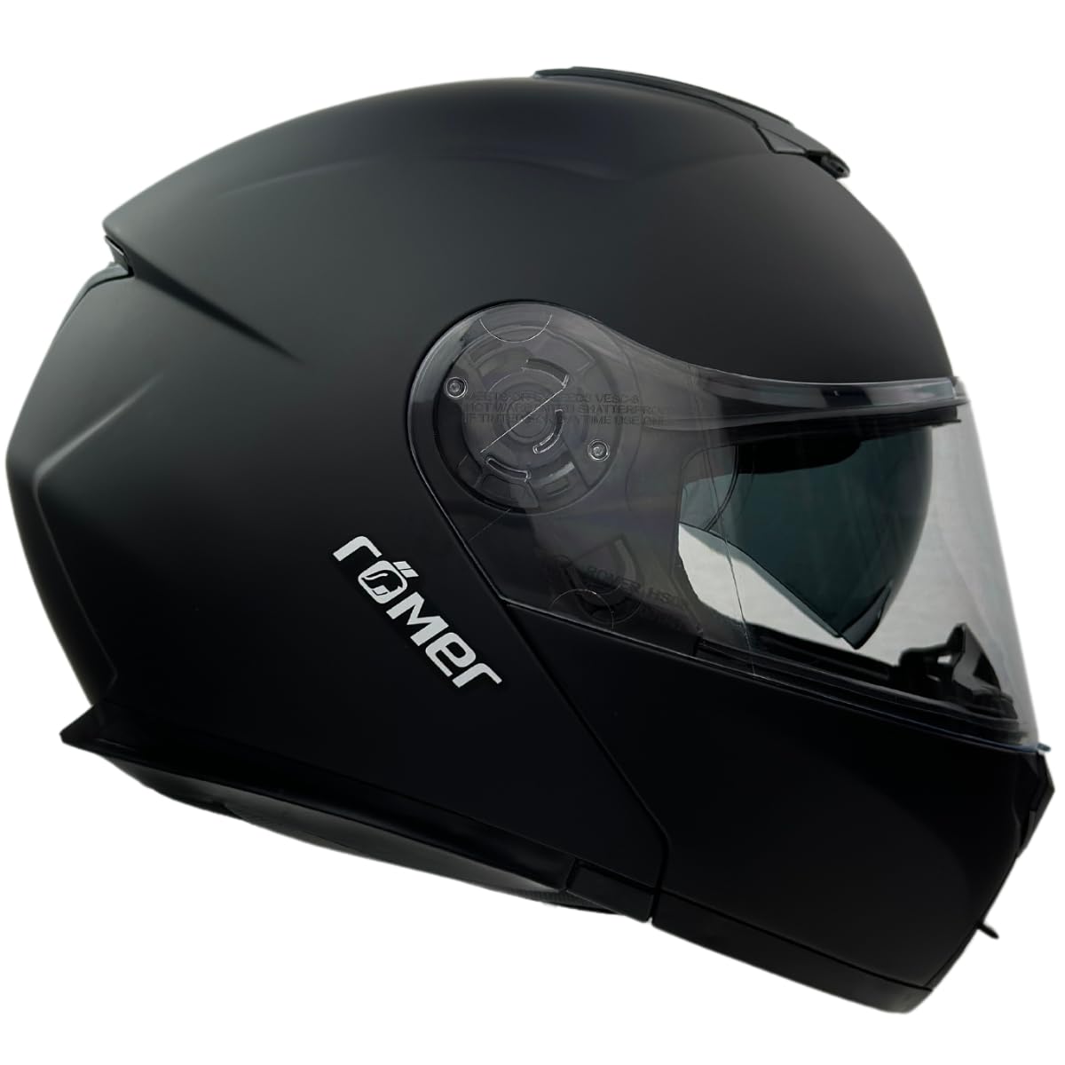 Römer Kask szczękowy do motocykla RR20770 z wizjerem przeciwsłonecznym, kask z podwójnym wizjerem, matowy czarny
