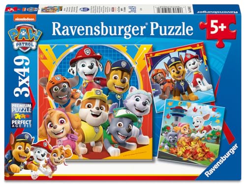 Ravensburger - Puzzle Enfant - Lot de 3 Puzzles 49 pièces - Prêts à secourir/Pat'Patrouille - Fille ou garçon dès 5 Ans - Puzzle de qualité supérieure - 3 Posters Inclus - Fun & Aventure - 05048