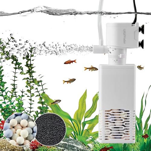 QiQiWader Aquarium Filter,Aquarium Internal Filter,All-in-one Filter 6W 130GPH for 10-40gal Fish Tank