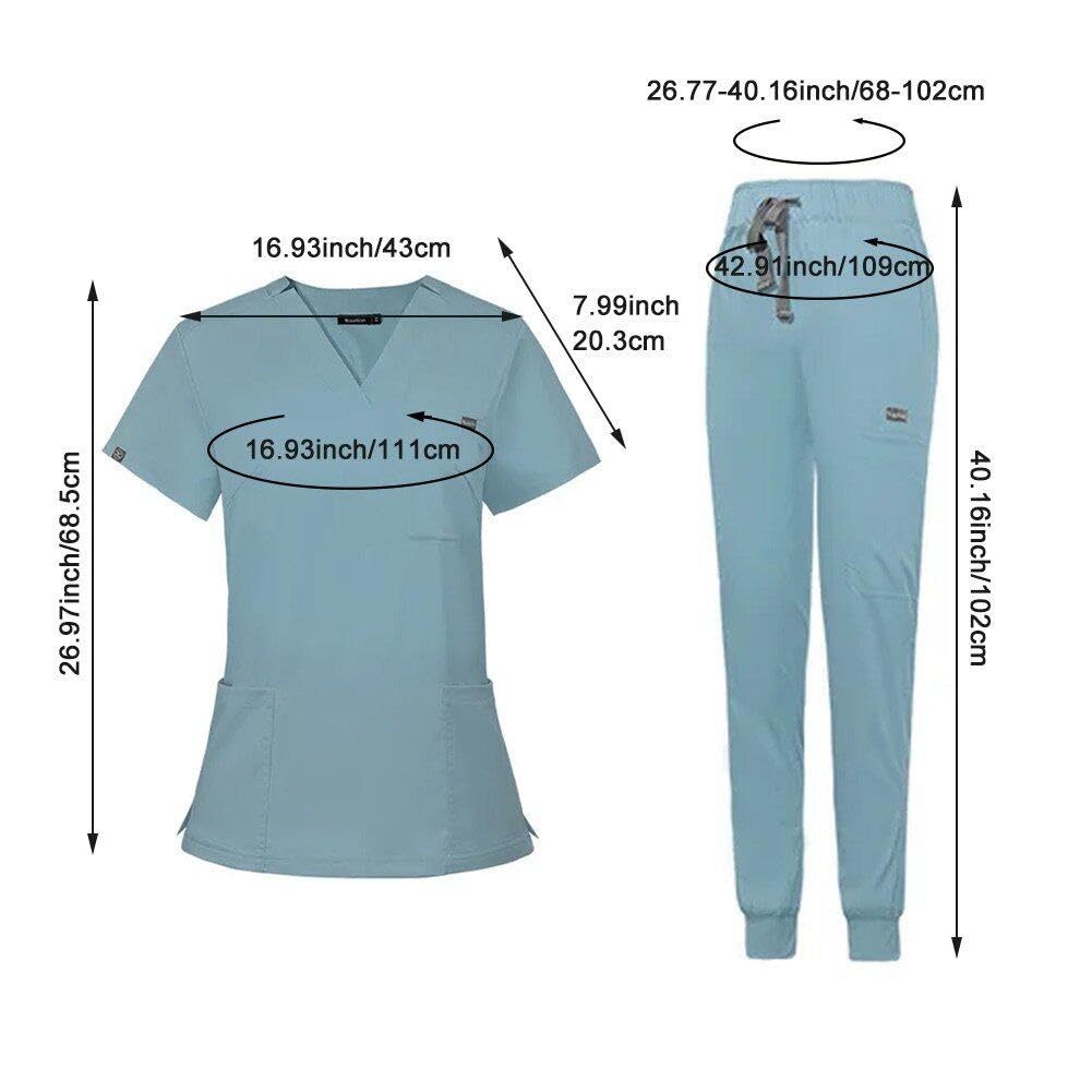 Hrippy Uniforme Médico De Manga Corta para Mujer, Tops + Pantalones, Uniforme para Enfermería, Tienda De Mascotas, Médico, Ropa De Trabajo para Cirugía Médica, Conjunto Exfoliante