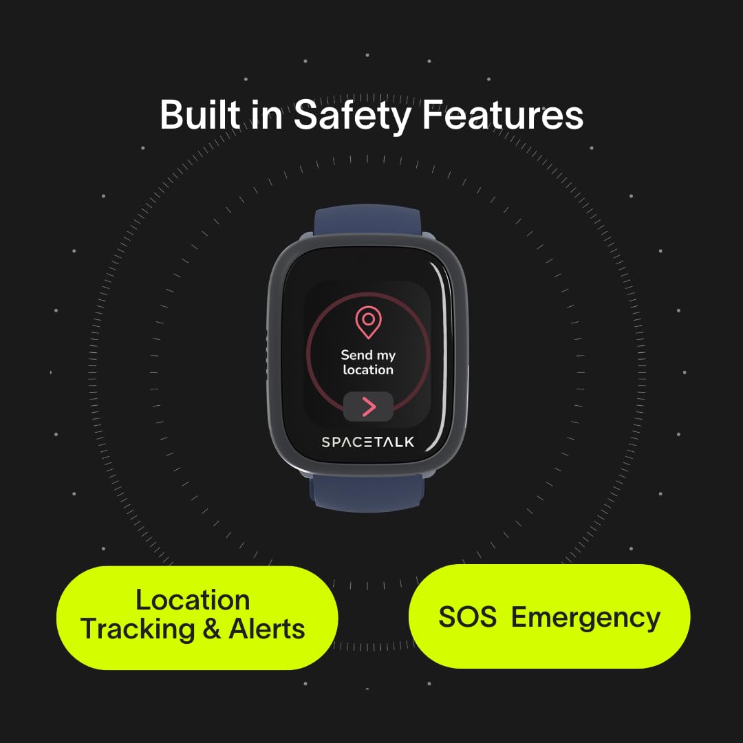 SPACETALK Loop Smartwatch: libertà e sicurezza a tutte le età, richiede nano SIM con abbonamenti alle app chiamate/SMS/dati, localizzatore GPS 4G, chiamate vocali, SMS e chat, zone sicure, SOS di