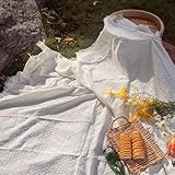 Haojiaho レジャーシート ピクニックシート 90*150CM 2-3人用 ピクニックマット 北欧 INS写真 フリンジ レース おしゃれ 遠足 運動会 お花見 アウトドア 軽量 薄型 コンパクト収納 携帯便利 多用途 ゆったり座れる