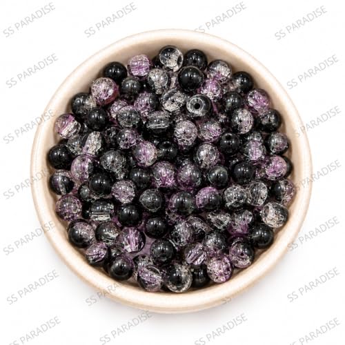 Image of SS Paradise 8mm Glass Beads (6 Colors 300 Pieces) for Jewellery Making | Round Loose Beads Strands for Necklace, (Set 2)