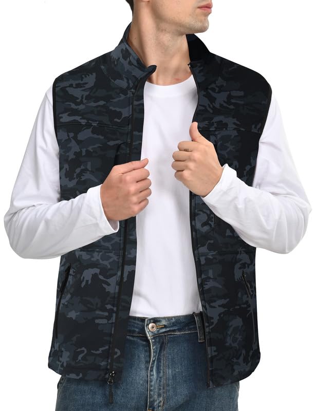 Zzkouine Gilet da Uomo in Softshell Antivento Leggero Vest Cappotto Senza Maniche Antivento e Impermeabile Multitasche, Giacca Calda Con Cerniera Per Viaggi e Attività All'aperto