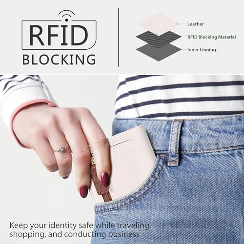 Image of Gostwo Small Wallet for Women, Slim Bifold Credit Card Holder, Compact RFID Blocking Cash Wallet, Billfolds Thin Leather Zipper Pocket, Mini Wallet Gift for Ladies Teen Girls Travel with ID Window