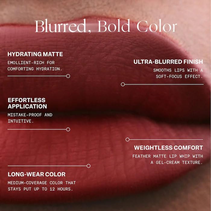 VIOLETTE-FR - Plume Lip Feather Matte Lip Whip – Moisturizing, Long-Wear & Weightless Lip Color with Soft-Blur Finish | Vegan & Cruelty-Free - Color: Rose Fume - (smoky pink)