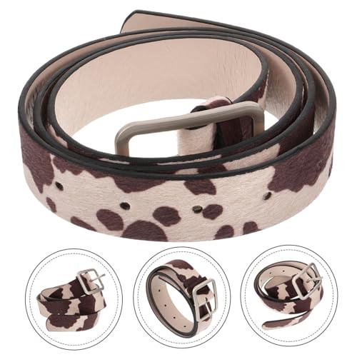 Healifty Adjustable Cow Print PU Leather Belt for Women Fashion Western Waistband for Jeans and Pants Lightweight Cowhide Pattern Accessory for Casual Daily Wear3