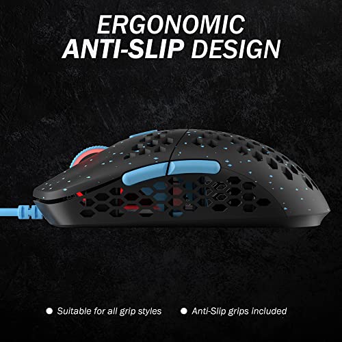 Hk Gaming Mira M Ultra Lightweight Rgb Gaming Mouse | Honeycomb Shell | 63 Grams | Max 12000 Cpi | Usb Wired | 6 Programmable Buttons | On-Board Memory | Anti Slip Grips | Mira-M Blue Phantom #TOP5