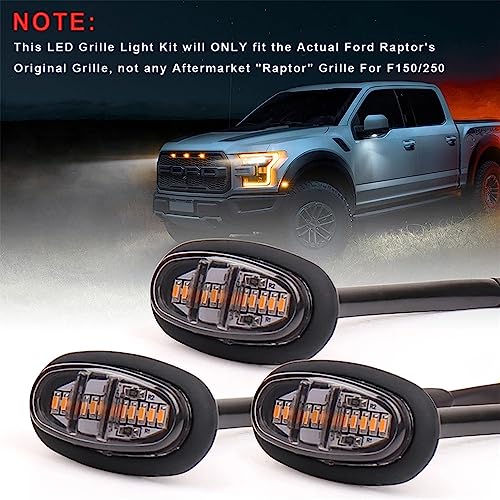 3 Pcs Frente Grille Light Raptor Estilo Fumado Lente Âmbar LED Light 12V 6W para Ford F150 Car Fog L